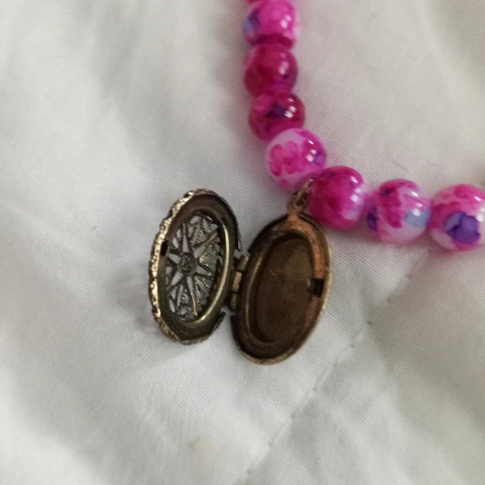 New photo locket beaded statement bracelet hand crafted vintage media
